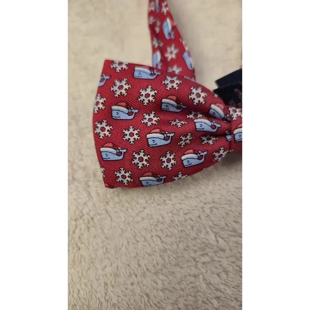 Vineyard Vines Bow Tie Silk Geometric Whale Logo USA Martha's Christmas Red